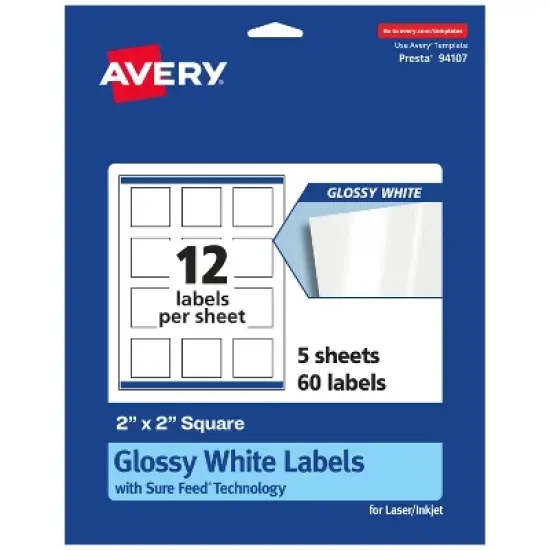 Avery Square Labels with Sure Feed, 2" x 2" image {6}