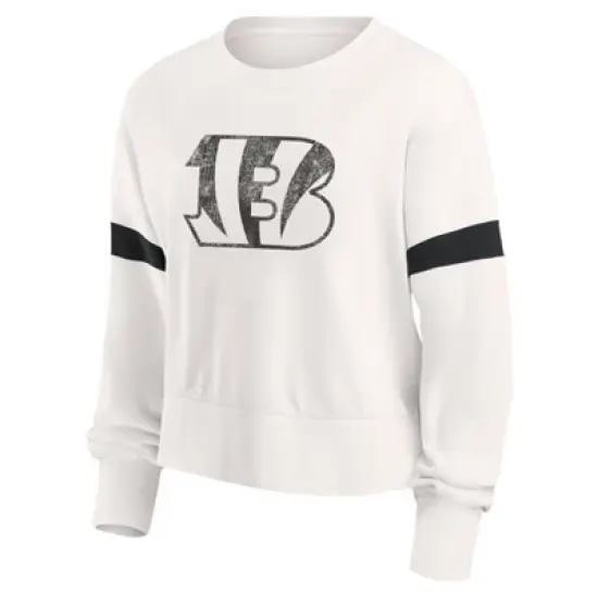 NFL Cincinnati Bengals Women's Primary Antique Long Sleeve Crew Fleece Sweartshirt image {1}