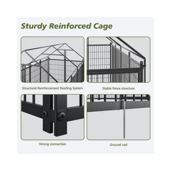 Racxily Large Dog Kennel Outdoor Pet Pens Dogs Run Enclosure Animal Hutch Metal Coop Fence with Roof Cover image {3}