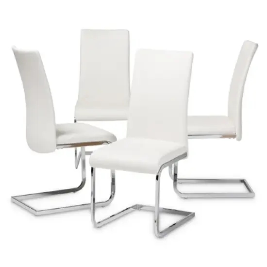 Set of 4 Cyprien Modern and Contemporary Faux Leather Upholstered Dining Chairs - Baxton Studio image {6}