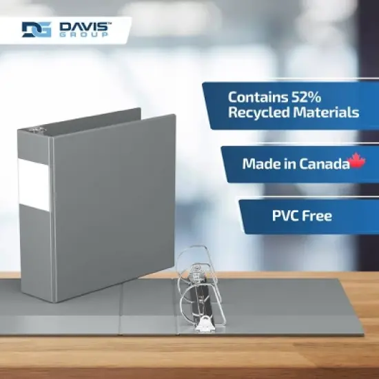 Davis Group 6pk 3" Premium Economy Round Ring Binders Gray: Hard Cover, 625 Sheet Capacity, 2 Pockets, Polypropylene image {6}