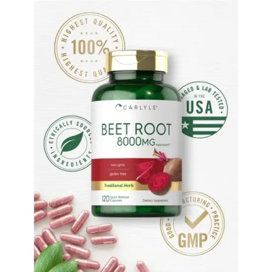 Carlyle Beet Root Capsules | 8000 mg | 120 Count image {4}