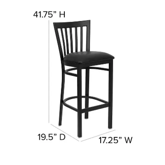 Flash Furniture Black School House Back Metal Restaurant Barstool image {3}