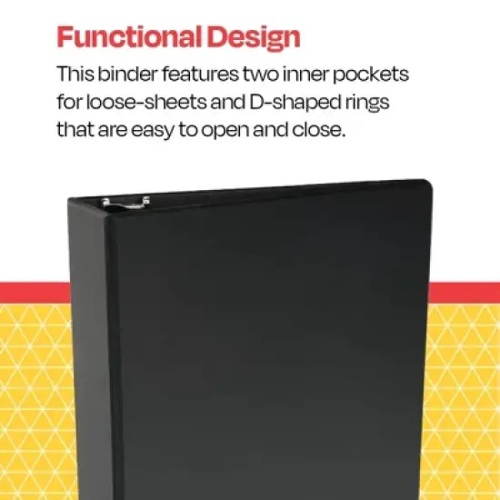 School Smart D Ring Binder, Polypropylene, 3 Inches, Black image {4}