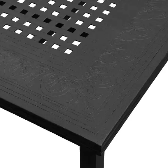 95" Rectangular Modern Outdoor Mesh Lattice Aluminum Patio Dining Set with 8 Arm Chairs - Black - Oakland Living image {4}