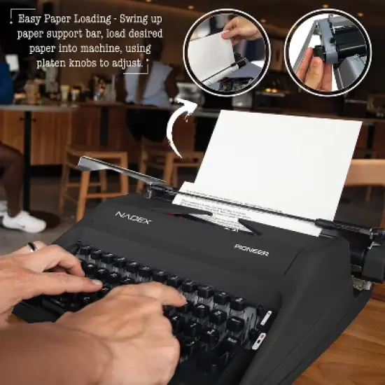 Nadex Coins&trade; Pioneer Manual Typewriter with Durable Travel Case (Black) image {8}