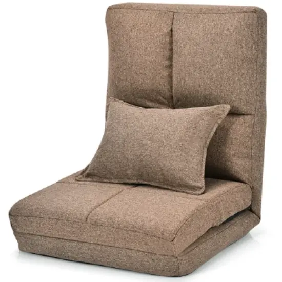 Costway Fold Down Chair Flip Out Lounger Convertible Sleeper Couch Futon Bed w/ Pillow image {1}