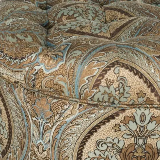 Button Tufted Round Storage Ottoman Brown Paisley - HomePop image {7}