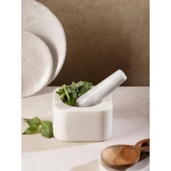 Noble Marble Mortar and Pestle image {1}
