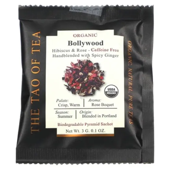 The Tao of Tea Hibiscus & Rose Tea, Organic Bollywood, Caffeine Free, 15 Pyramid Sachets, 1.58 oz (45 g) image {2}