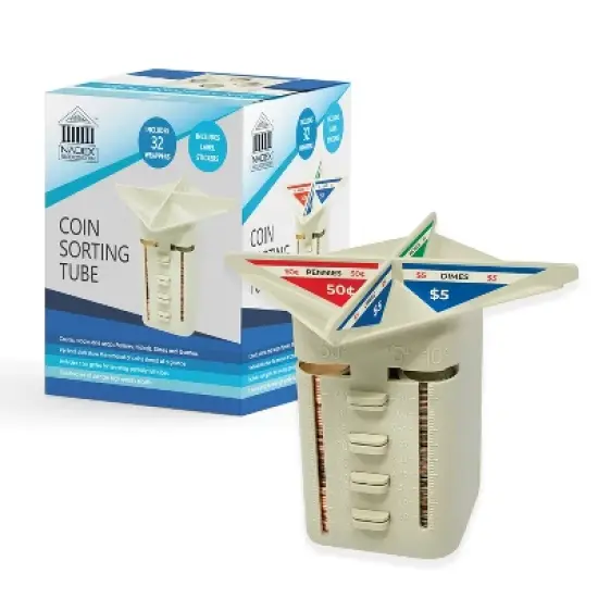 Nadex Coins&trade; 4-Compartment Manual Coin Sorting and Wrapping Organizer in Beige image {7}