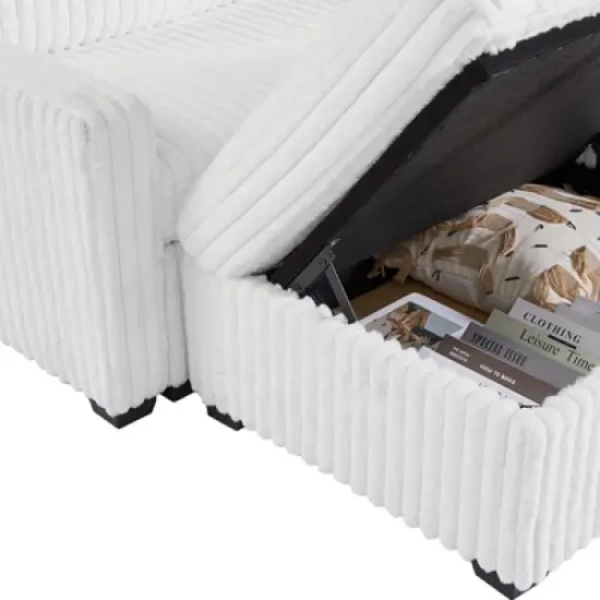 Living Room Sofa and seat with Storage Box ,for Bedroom, Office, Large-White image {5}