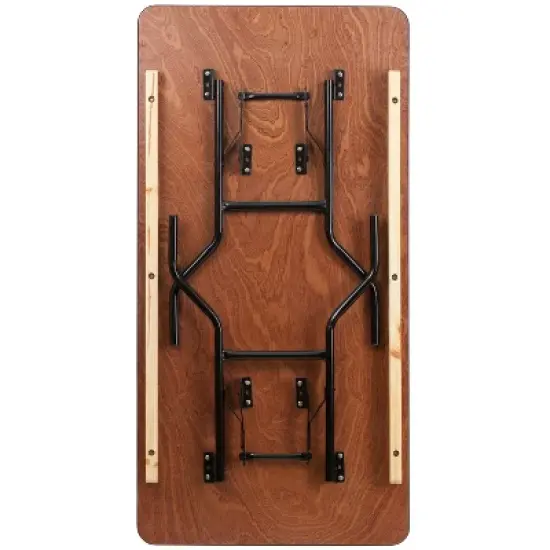 Flash Furniture 5-Foot Rectangular Wood Folding Banquet Table with Clear Coated Finished Top image {7}
