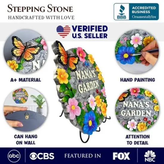 Nana&rsquo;s Garden Floral Stepping Stone, 9.5" Decorative and Gift for Grandmother| OrnamentallyYou image {1}