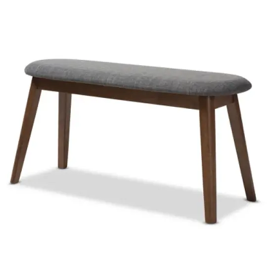 Baxton Studio Easton Mid Century Modern Walnut Finished Wood Fabric Upholstered Bench image {8}