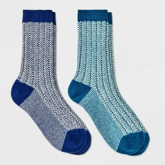Women's 2pk Lightweight Super Soft Ribbed Checker Crew Socks - All in Motion&trade; 4-10 image {5}
