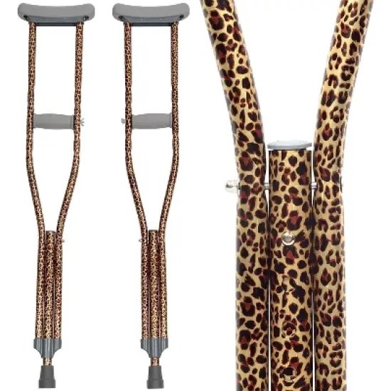 My Crutches-Fashion Designed Colored Youth Junior Crutches for Kids/Teens/Adults w Adjustable Handgrip & Length (Cheetah, for Heights 4'5" to 5'2") image {4}