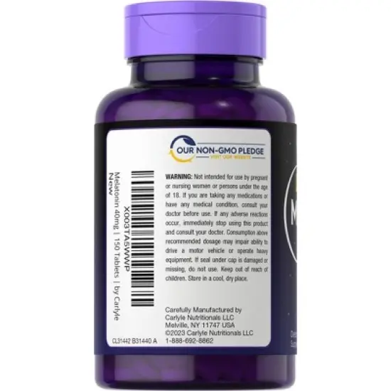 Carlyle Melatonin 40mg Complex | 150 Fast Dissolve Tablets | with Ashwagandha and Chamomile image {2}