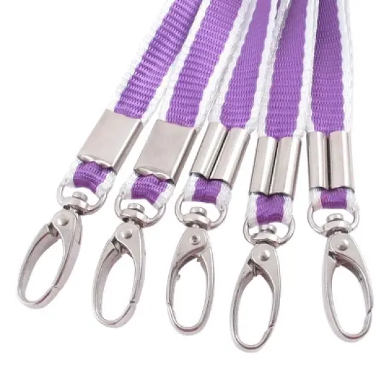 Unique Bargains ID Card Badge Key Holder Lobster Clasp Nylon Neck Lanyards Purple 5 Pcs image {1}