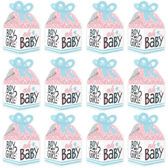 Big Dot of Happiness Baby Gender Reveal - Square Favor Gift Boxes - Team Boy or Girl Party Bow Boxes - Set of 12 image {3}