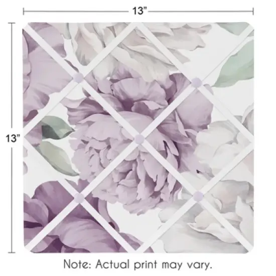 Sweet Jojo Designs Girl Fabric Photo Memo Board Peony Floral Garden Purple Ivory image {2}