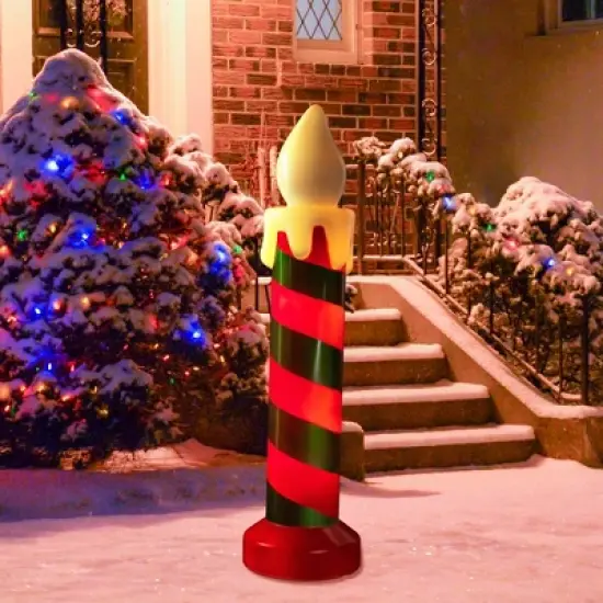 Northlight Lighted Striped Candle Blow Mold Outdoor Christmas Decoration - 40" image {1}