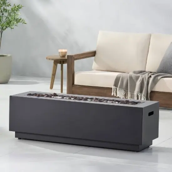 Wellington Outdoor 50000 BTU Rectangular Fire Pit Dark Gray - Christopher Knight Home image {3}