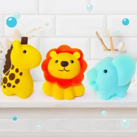Spongentle Baby Bath Sponge Set - Animal Kingdom - 3 pk image {7}