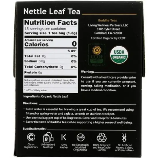 Buddha Teas Organic Nettle Leaf Tea - Case of 6/18 Bags image {2}