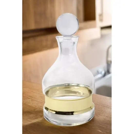 Classic Touch Wine Decanter with Gold Strip, 10"H image {2}