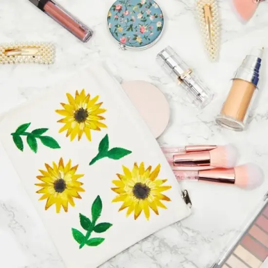 Juvale 12-Pack Bulk Blank Canvas Zipper Pouch Set, 8x6" Pencil Bags with Zipper for Cosmetic & DIY Crafts, Pens, Markers image {3}