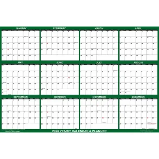 SwiftGlimpse 24"x36" 2026 Wall Calendar Green image {2}