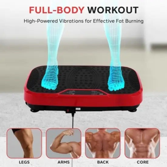 Hurtle Vibration Fitness Machine - Standing Workout Platform with Resistance Bands, Red (HURVBTR36RD) image {1}