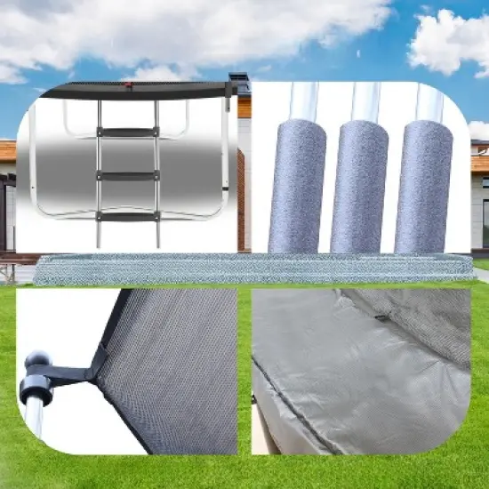 DSVIMOY Trampoline, Kids&Adults Trampoline with Heighten Net, Indoor Outdoor Recreational Trampoline, Gray, 96"*96"*96" image {4}