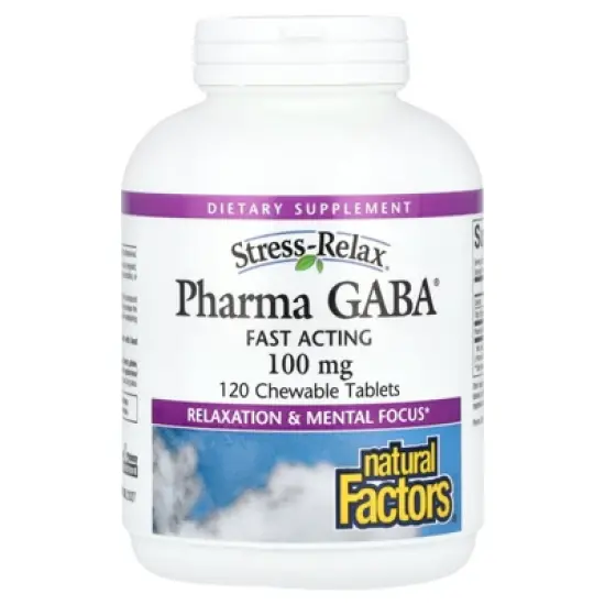 Natural Factors Stress-Relax&reg;, Pharma GABA&reg;, 100 mg, 120 Chewable Tablets image {3}