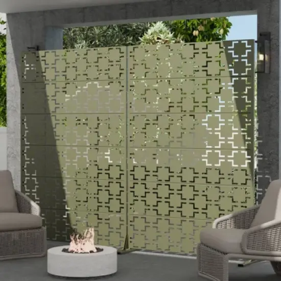 PexFix 72 in. x 47 in.Metal Freestanding Privacy Screen Garden Fence For Deck Patio Balcony Outdoor Privacy Panel Square Design image {3}