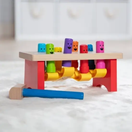 Melissa & Doug Deluxe Pounding Bench Wooden Toy With Mallet image {9}