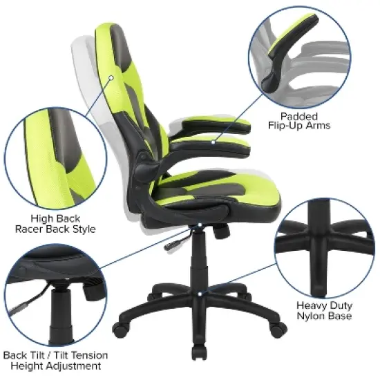 Flash Furniture Gaming Desk and Racing Chair Set with Cup Holder, Headphone Hook, and Monitor/Smartphone Stand image {2}
