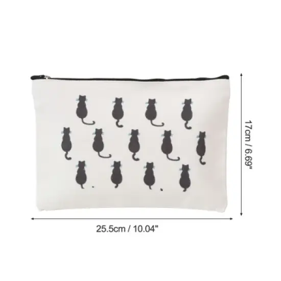 Unique Bargains Durable Cats Print Makeup Bag White 1 Pc image {1}