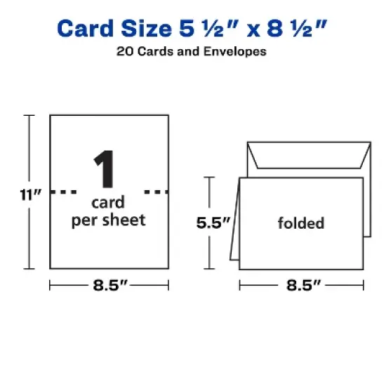 Avery Printable Greeting Cards, Half-Fold, 5.5" x 8.5", Matte White, 20 Blank Cards with Envelopes (3265) image {4}