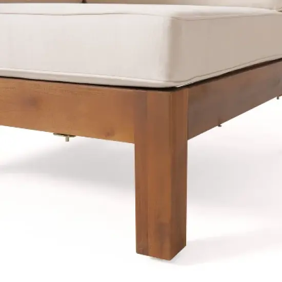 Christopher Knight Home Keith Outdoor Acacia Wood 10 Seater Sectional Sofa Chat Set with Cushions image {6}