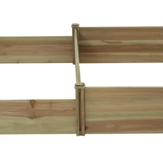 LuxenHome All Wood Two Sections Outdoor Raised Garden Bed Brown image {5}