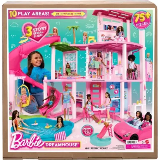 Barbie Dreamhouse Pool Party Doll House with 75+ pc, 3 Story Slide: Adult Assembly, Fits 12 Inch Dolls image {5}
