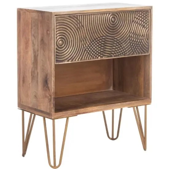 Solene 1 Drawer Nightstand - NST5302 - Natural/Brass - Safavieh image {3}