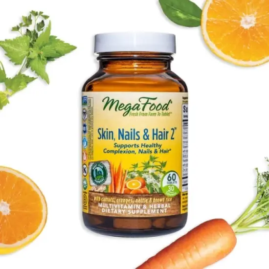 MegaFood Skin, Nails & Hair with with Vitamin A, Vitamin C, Zinc and Biotin Vegan Tablets - 60ct image {4}
