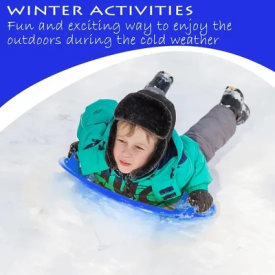 Slippery Racer Heavy-Duty Cold Weather Downhill Pro Adults and Kids Plastic Outdoor Winter Saucer Disc Snow Sleds with Handles. (3 Pack) image {6}