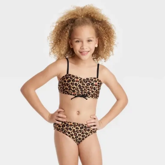 Girls' 'Delightful Cheetah' Shirred Center Bikini Set - art class&trade; image {3}