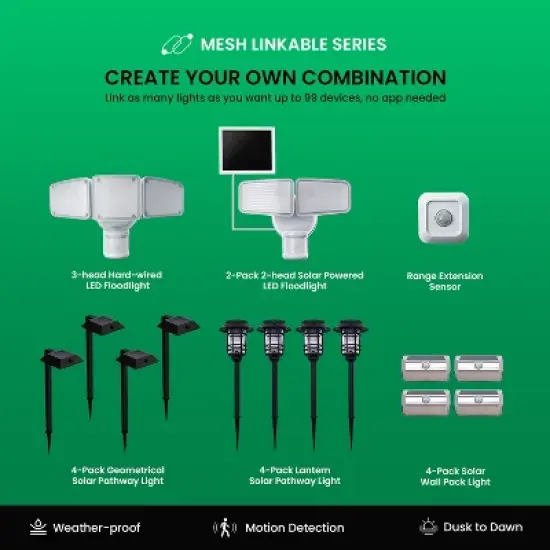 Home Zone Security&reg; Mesh-Linkable Solar LED Contemporary-Style Security Pathway Light, 300 Lumens, 4 Pack in Black image {10}