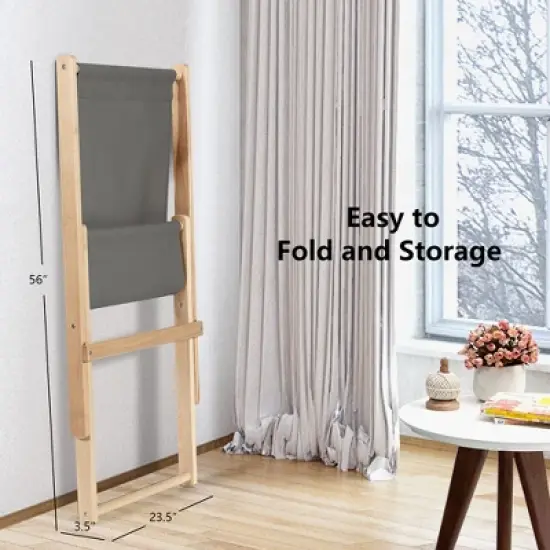 Costway Set of 4 Foldable Wood Sling Beech Chairs w/ 3 Adjustable Positions&Free Cushion image {6}