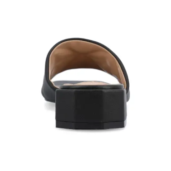 Journee Collection Womens Elidia Slip On Block Heel Vegan Leather Sandals image {2}